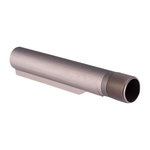 Brownells 2-Position Mil-Spec AR-15 Buffer Tube features a period-correct anodized grey finish, fits mil-spec buttstocks, and is made from durable 6160-T6 aluminum.