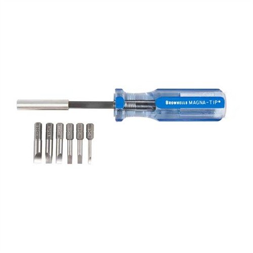 Compact and portable, the WINCHESTER/MARLIN Magna-Tip 7 Piece Screwdriver Set ensures a perfect fit for your gun's screws, featuring easy storage and essential bits.