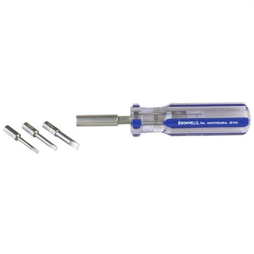 S&W MAGNA-TIP 4 PIECE LE SCREWDRIVER SET features a compact clip-tip handle and custom bits for precise control on S&W screws, perfect for 'Smiths & shooters.