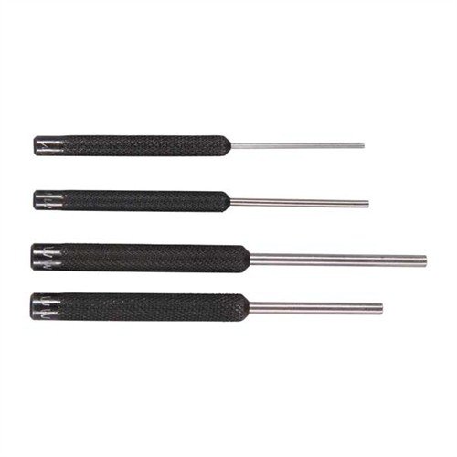 Set of 4 HSS Beretta Pin Punches designed for precise fitting of metric roll pins on Beretta 92 Series pistols, ensuring efficient and accurate gunsmithing.