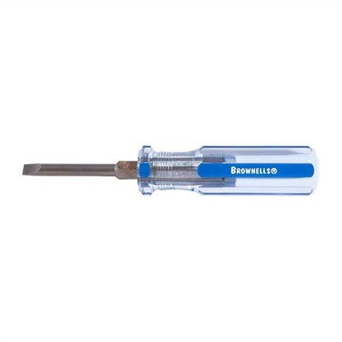 Brownells Fixed-Blade Gunsmith's Screwdrivers feature precision-ground tips, short blades for control, and comfortable handles, ensuring reliable performance for firearm enthusiasts.