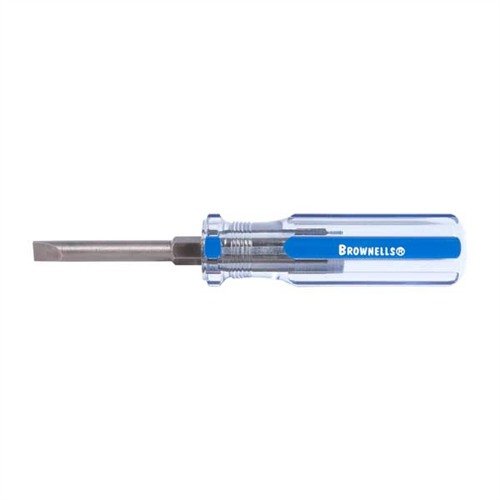Brownells Fixed-Blade Gunsmith's Screwdrivers offer precision-ground tips, short blades for control, and comfortable handles, ensuring reliable performance and damage prevention.