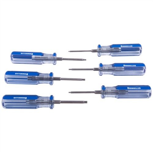 Brownells Allen Head Fixed-Blade Screwdrivers provide enhanced control, durability, and comfort, featuring hardened steel shafts and ergonomic handles for precision tasks.