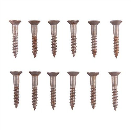 UNPLATED STEEL FLAT HEAD WOOD SCREW KIT offers versatile, unplated screws perfect for browning or bluing, with 82° shoulder for standard countersinks in a clear box.
