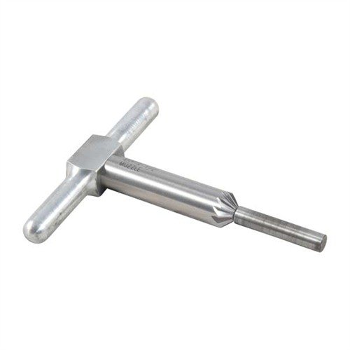 45° chamfering cutter smooths rifle & handgun muzzles for clean bullet exits and speeds up revolver cylinder reloading; includes cutter, handle & pilot.