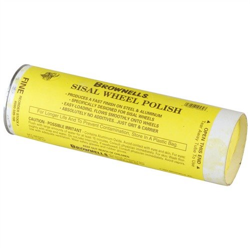 SISAL WHEEL POLISH od BROWNELLS nabízí rychlý řez a barvení oceli, s alumina abrazivem a tallow základem pro dlouhou životnost bez pruhování.