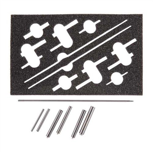 REVOLVER RANGE RODS ensure perfect alignment of barrel and cylinder, aiding in accuracy jobs and professional inspections with interchangeable heads for various calibers.