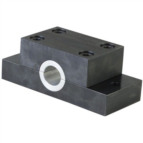 Brownells Barrel Vise Set ensures secure clamping for barrel removal, featuring durable steel construction and versatile bushings for various barrel sizes.