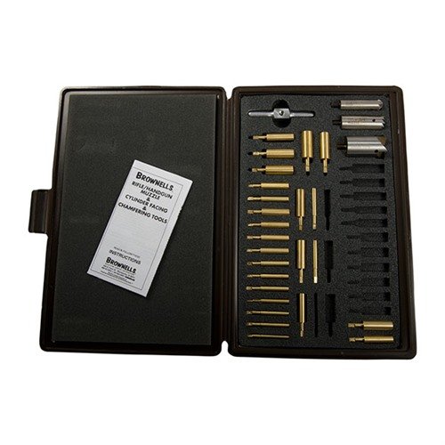 Brownells Chamfering & Facing Combo Set offers precision tools for clean chamfers, improved accuracy, and a professional finish on various firearm barrels.