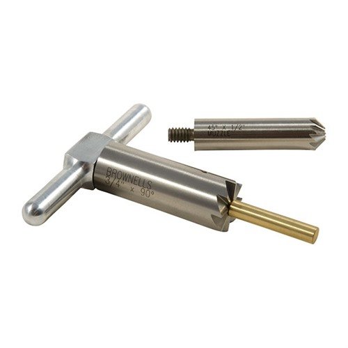 Set includes a 90° facing cutter and 45° chamfer cutter for precise muzzle work, ensuring clean bullet exits and quick reloads with interchangeable pilots.