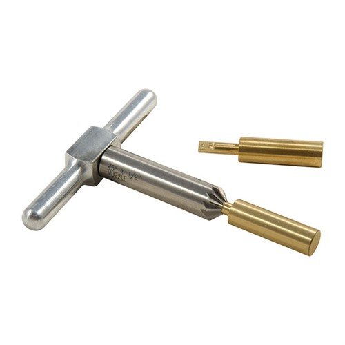 BRASS ONE CALIBER SET for .40/10MM includes 90° facing and 45° chamfering cutters, ensuring precise muzzle squaring and clean bullet exits for enhanced performance.