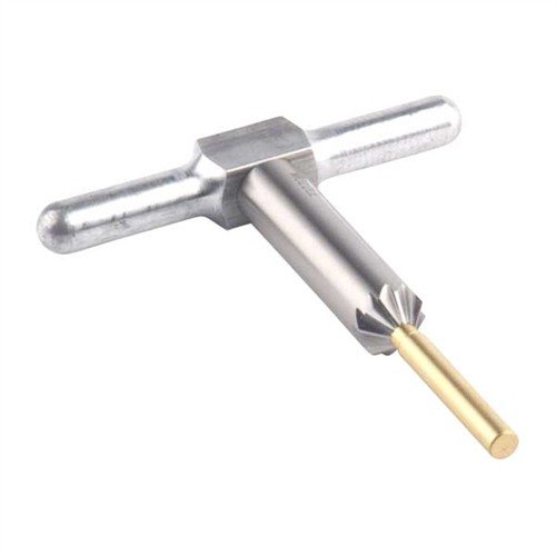 45° chamfering cutter for precise bullet exit and faster revolver reloads; includes cutter, handle, and pilot in a durable box for easy use.