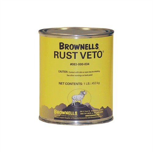 Brownells Rust Veto is an industrial-grade grease that protects firearms from rust and corrosion for years, melting at 140°-170°F for easy application.