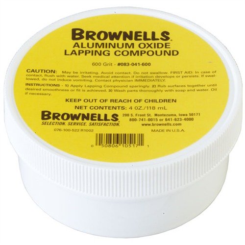 LAPPING COMPOUNDS #600 grit offers aluminum oxide in a water-soluble base for easy cleanup, ensuring a super-close fit and smooth mechanisms in your firearms.