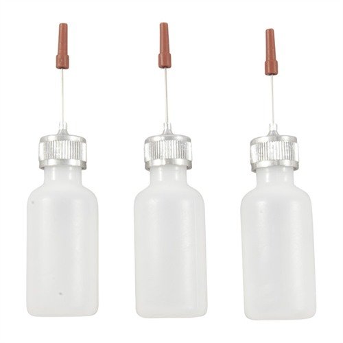 BROWNELLS Needle Oiler Bottles ensure leakproof, controlled flow for precise application of lubricants, preventing waste and contamination. Set of 3, 1/2 fl. oz. each.