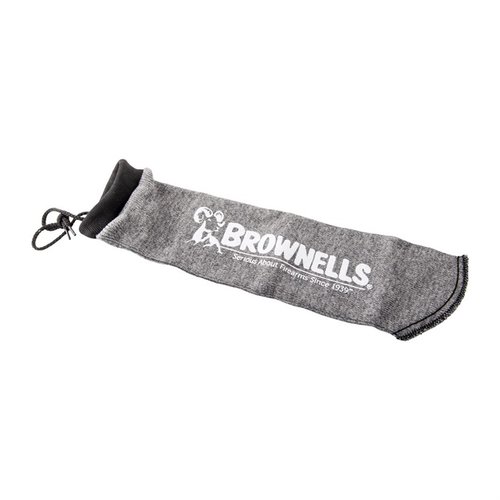 Stretchy GUN STORAGE SOCK protects your firearm from scratches, dings, and rust with silicone treatment and moisture-wicking fabric; includes identification tag.