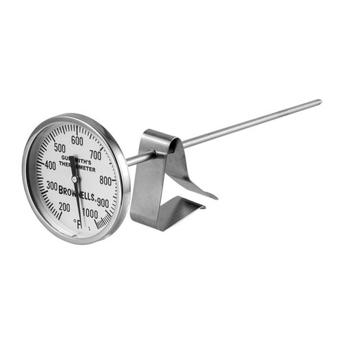 Brownells Heat-Treat Thermometer offers precise temperature measurement (200°F to 1000°F), durable stainless steel design, and user-friendly 2