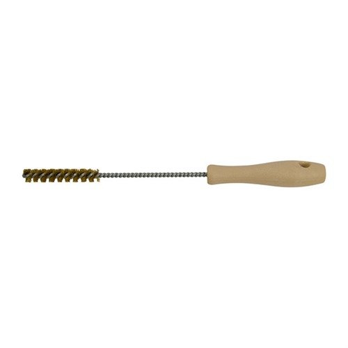 Extra heavy-duty brass bristled brushes effectively remove stubborn fouling from chambers with solvent-proof handles and a length that clears barrel extensions.
