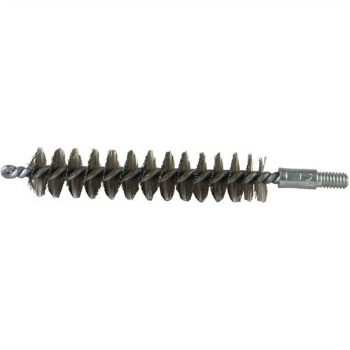 Tough stainless steel bore brushes for aggressive cleaning of leaded, fouled, or rusted bores; packed in bulk for convenience and cost-effectiveness.