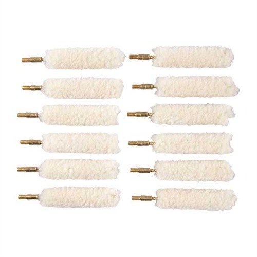 Wool Bore Mops by Brownells offer superior cleaning with virgin wool that holds ample bore cleaner, ensuring thorough coating without scratching the bore.