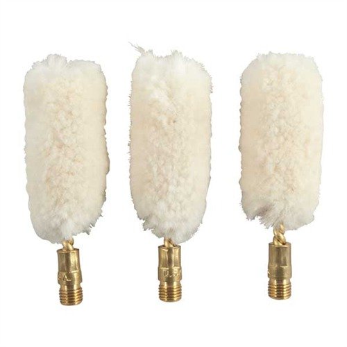 Wool Bore Mops from Brownells provide excellent cleaning with virgin wool that holds plenty of bore cleaner, ensuring thorough coverage without scratching.