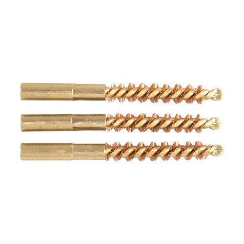 Dewey-thread brushes easily attach to rods, featuring durable phosphor bronze bristles and a brass shank for effective cleaning without scratching your barrel.