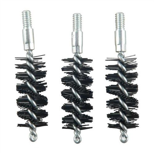 Nylon Bore Brushes from Brownells offer durable, one-piece steel shanks for effective cleaning without scratches, conveniently packed in a 3-pack.