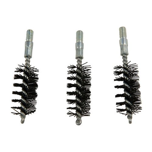 Kvalitní nylonové bore brushes od Brownells v balení po 3 kusech, odolné vůči agresivním čisticím prostředkům a bez poškrábání přesnosti.