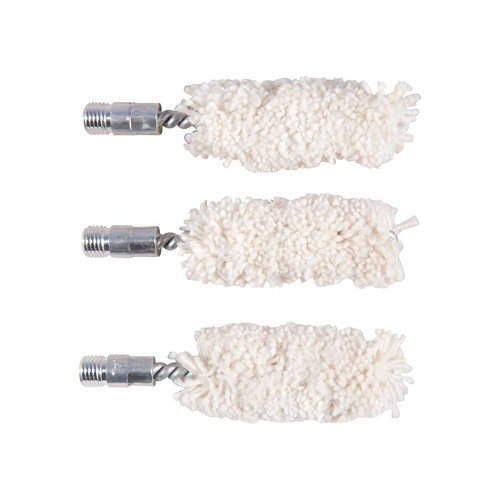 COTTON BORE MOPS absorb solvents effectively, providing natural scrubbing action to remove fouling, perfect for applying Moly Bore Paste or J-B® Compound.