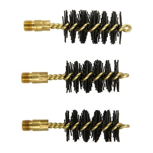Super-aggressive, heavy weight nylon bore brushes quickly tackle stubborn deposits, safe for rifling, with durable brass shank for long-lasting performance.