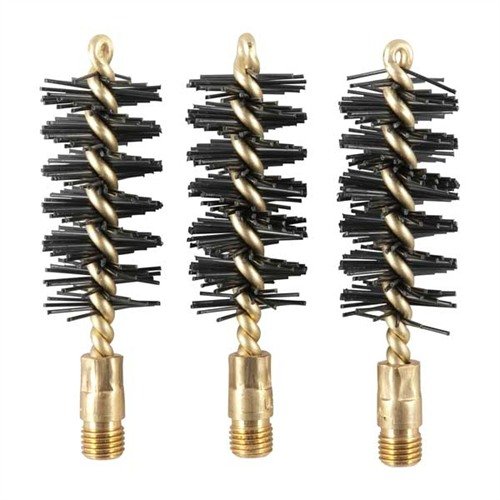 Super-aggressive HEAVY WEIGHT NYLON SHOTGUN BORE BRUSHES effectively clean stubborn deposits, safe on rifling, durable brass shank, and solvent-resistant.