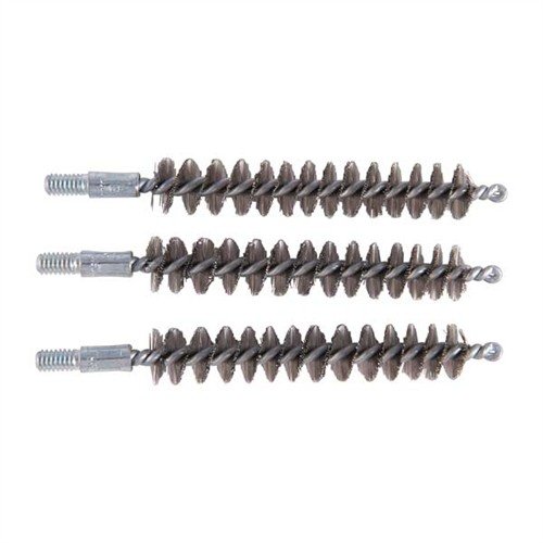 Tough stainless steel chamber brush effectively removes heavy fouling and leading from .37/.357 revolver cylinders, ideal for transitioning back to full power loads.