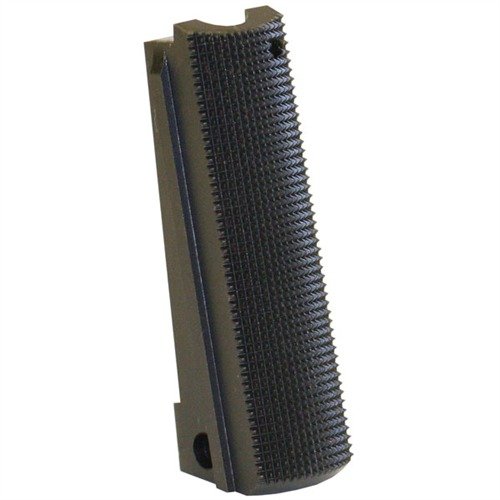 FLAT 1911 mainspring housing with 25 lpi checkering offers superior grip control, stylish design, and compatibility with full-size 1911 pistols.