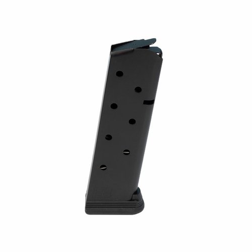 Reliable 8-round magazine with steel follower, heavy-duty spring, easy disassembly, and non-slip base pad, available in stainless steel or Black Nitride.