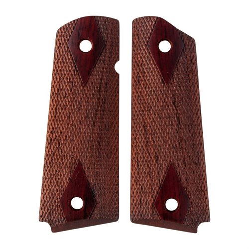 1911 DOUBLE DIAMOND COCOBOLO GRIPS offer unparalleled strength, beauty, and a comfortable 1/4" thickness, making them the ideal choice for high-quality handgun grips.