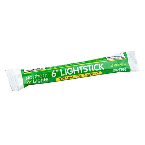 12HOUR LIGHTSTICKS in green provide 12 hours of illumination, are individually foil wrapped for freshness, and feature a lanyard hole for easy attachment to gear or pets.