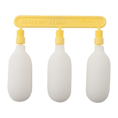 SUPER BRUSH BORE TIPS offer reusable foam swabs for precise cleaning, fitting 8-32 threads, absorbing solvents, and ensuring thorough bore cleaning up to five times.