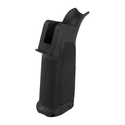 AR-15 MOD-3 GUNFIGHTER GRIP offers improved control with its ergonomic design, durable polymer, textured surface, and hidden storage compartment for essentials.