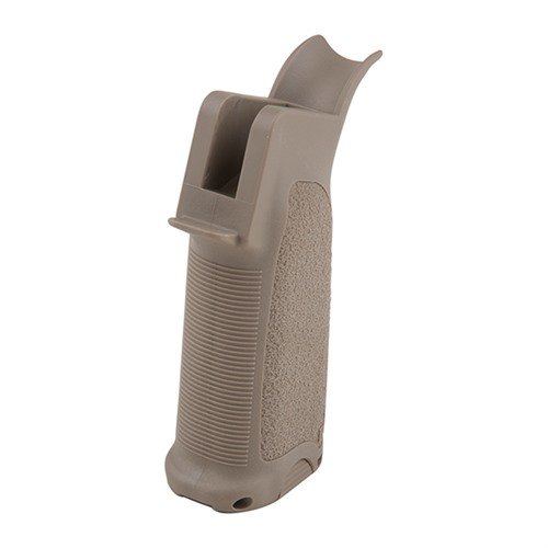 Ergonomic AR-15 MOD-3 GUNFIGHTER GRIP enhances control with a texturized surface, a water-resistant compartment, and modular triggerguard inserts for customization.