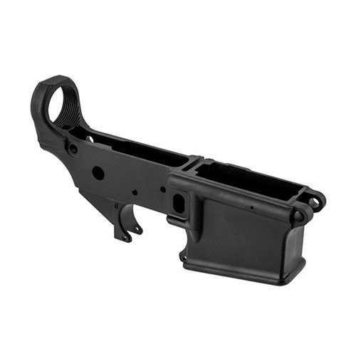 AR-15 Stripped Lower Receiver from Anderson Manufacturing offers custom shop quality, durable 7075 T6 aluminum, and precision-machined for easy Mil-Spec component installation.