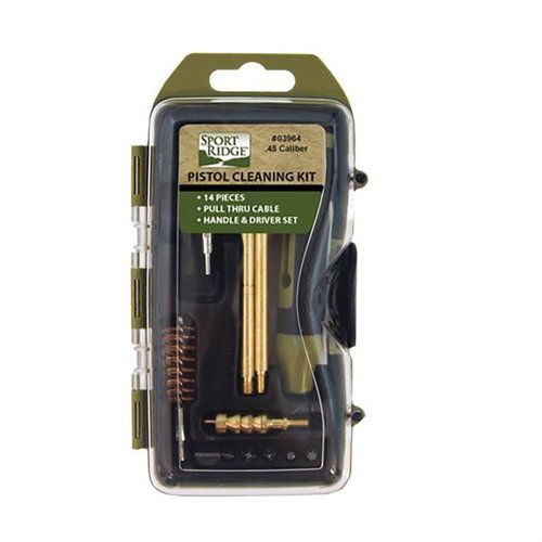 Sport Ridge 14 PC Pistol Cleaning Kit for .45 Cal offers essential tools in a compact case, perfect for maintaining pistols and revolvers on the go.
