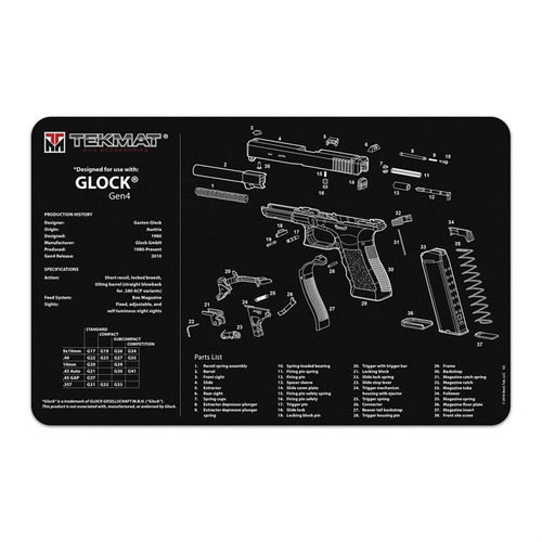 TEK MAT Pistol Gun Cleaning Mat offers a heavy-duty, non-slip design with a soft polyester top, protecting your Glock Gen 4 during cleaning and repairs.