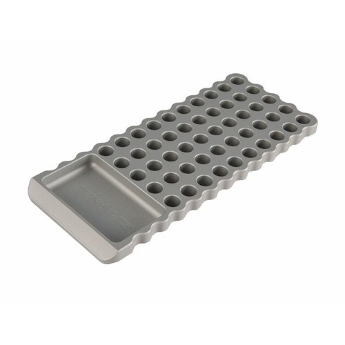 Area 419 Billet Loading Block offers 50 tight-fit holes for 308, Magnum, or Lapua rounds, with rubber pads for stability and a powder-catching divot.
