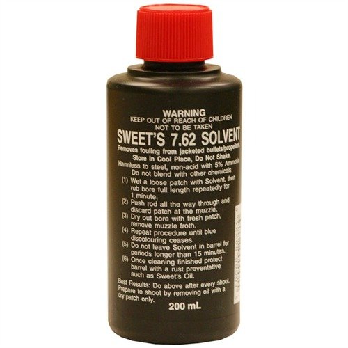 SWEET'S 7.62 Bore Cleaner quickly removes copper and powder fouling with non-abrasive, foaming action; ideal for benchrest shooters and varmint hunters.