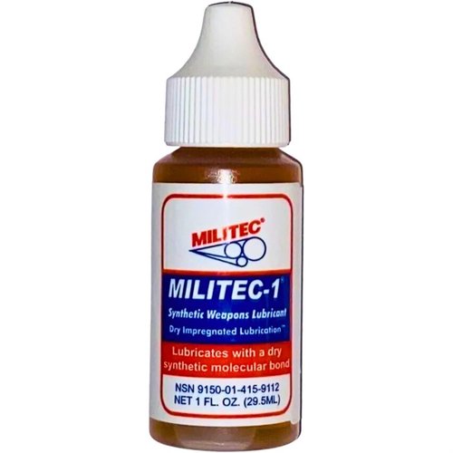 MILITEC-1 OIL offers self-lubricating protection, preventing jams and corrosion, while bonding to metal for reliable firearm performance in extreme conditions.