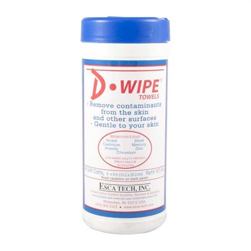 D-Lead Cleaners and D-Wipe Towels effectively remove harmful lead and heavy metals from skin and surfaces, perfect for shooting and reloading.