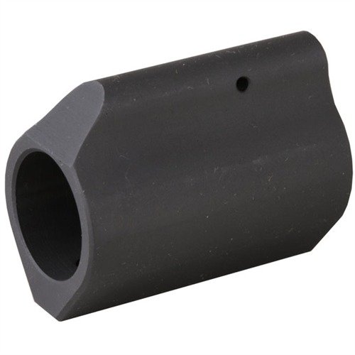 One-piece low profile AR-15 gas block made of tough 4140 steel, fits under free-float handguards, and locks securely with three setscrews for reliability.