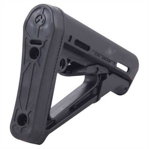 AR-15 CTR Stock offers a friction lock for stability, quick length adjustments, and a comfortable design, fitting 1.17