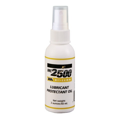 MIL-COMM MC2500 Weapons Oil in a 2 oz. spray bottle provides superior lubrication for hard-to-reach areas, functioning effectively from -85°F to 450°F.