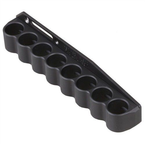 Rugged 8-round shotshell holder for Rem 870/1100/11-87, securely retains shells for fast tactical reloads, includes all mounting hardware and instructions.